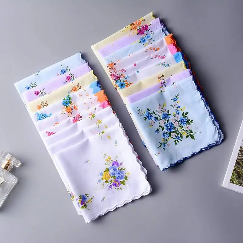 100% хлопок платок дамы Цветочный партия Декор ткань салфетки Винтаж Hanky Оман
