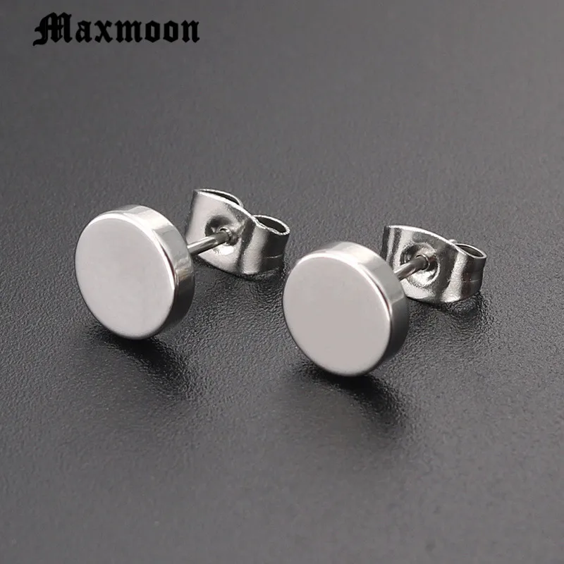 Женские и мужские серьги-гвоздики Maxmoon 1 пара сережек из нержавеющей стали с