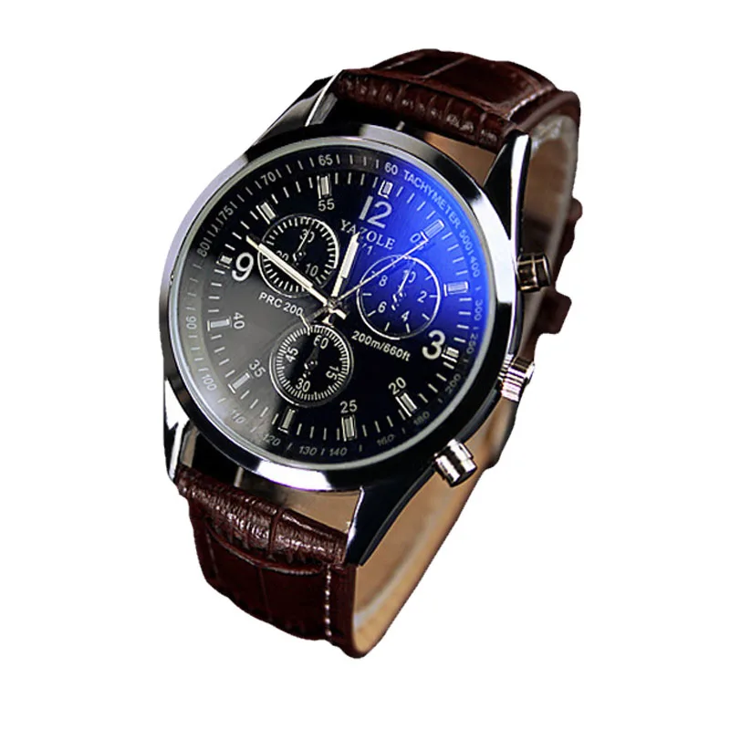 Мужские часы Relojes Hombre модные кварцевые аналоговые из искусственной кожи с синим