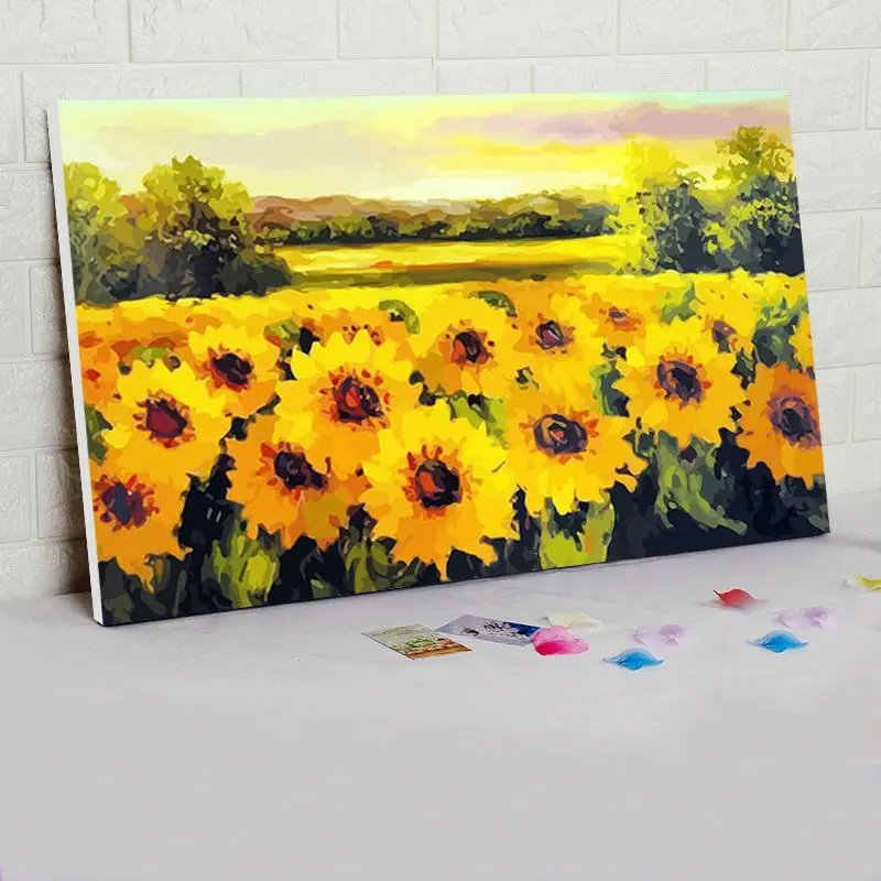 DIY картина маслом по номерам Подсолнух модульная Живопись Домашний Декор для