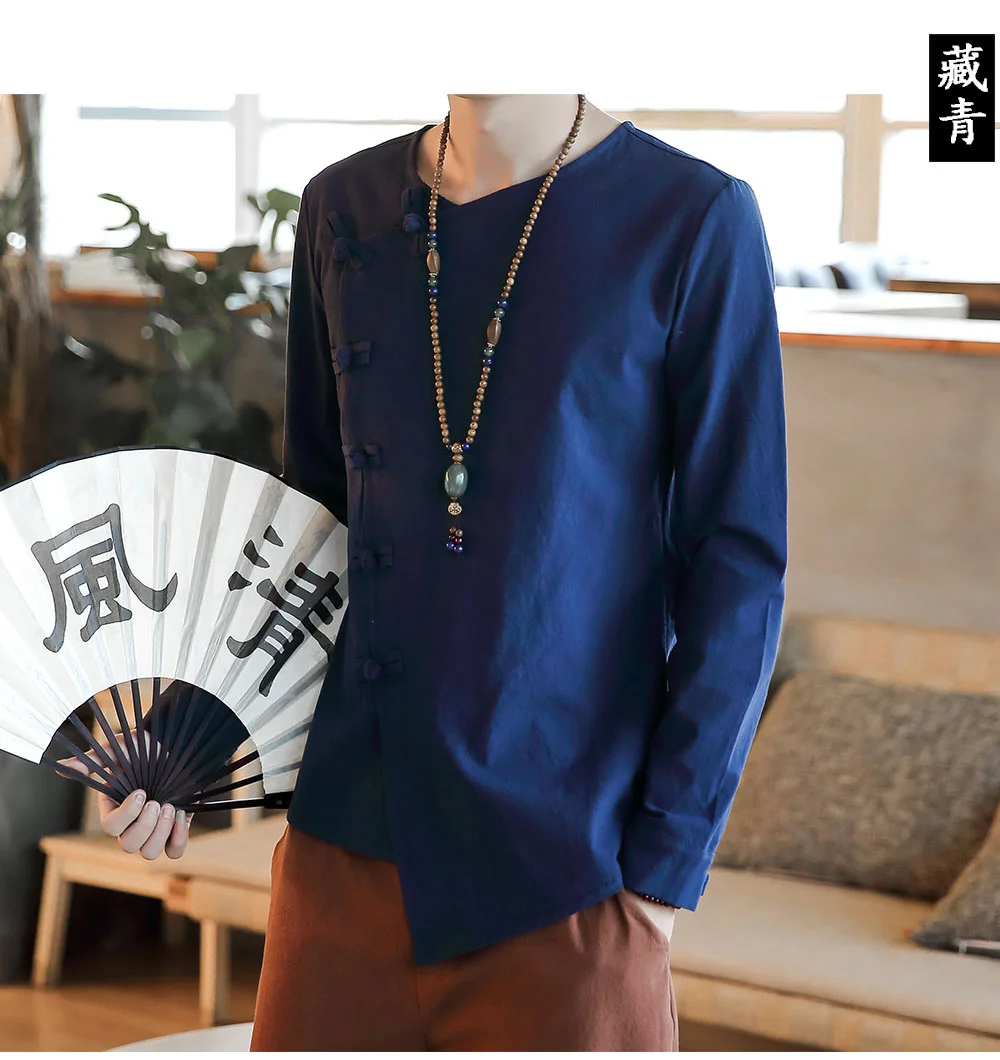 Sinicism Store, мужские однотонные рубашки,, мужские хлопковые рубашки с длинным рукавом и подкладкой, повседневные облегающие мужские рубашки в китайском стиле, большие размеры