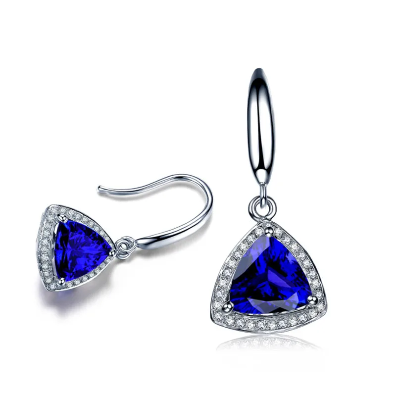 ZOCAI 18 K серьги из белого золота 1,8 CT сертифицированные, подлинные треугольные танзанитовые серьги-капли с 0,16 ct алмазные серьги E00929