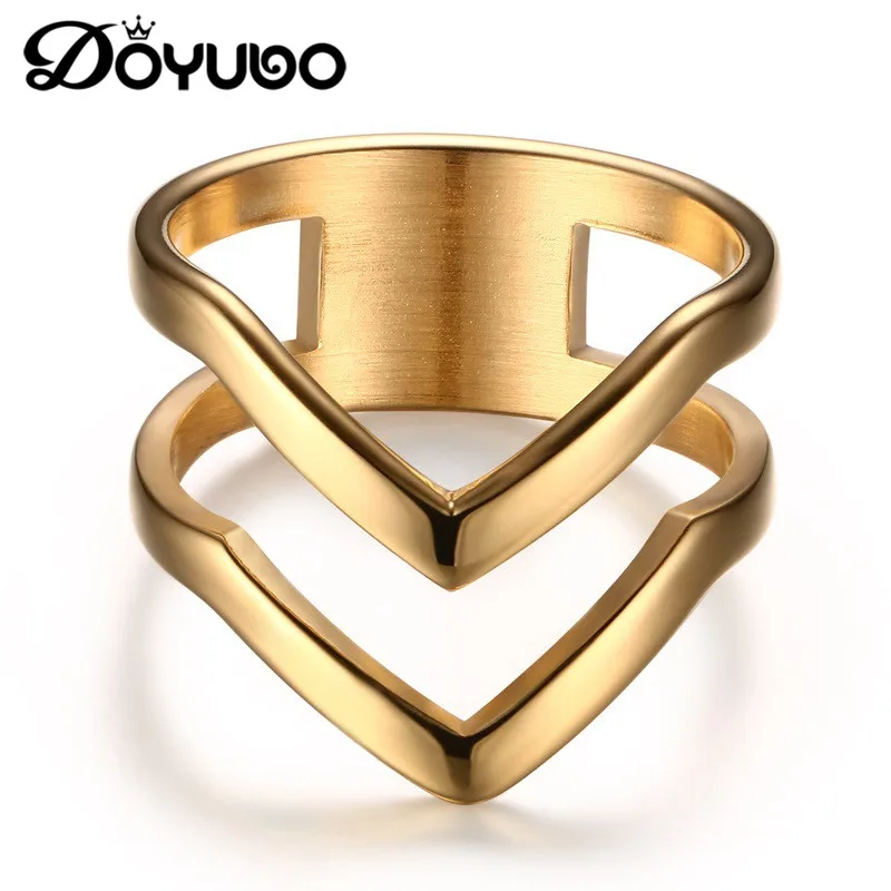 Кольца DOYUBO из нержавеющей стали 316L в форме V золотистые аксессуары для мужчин и