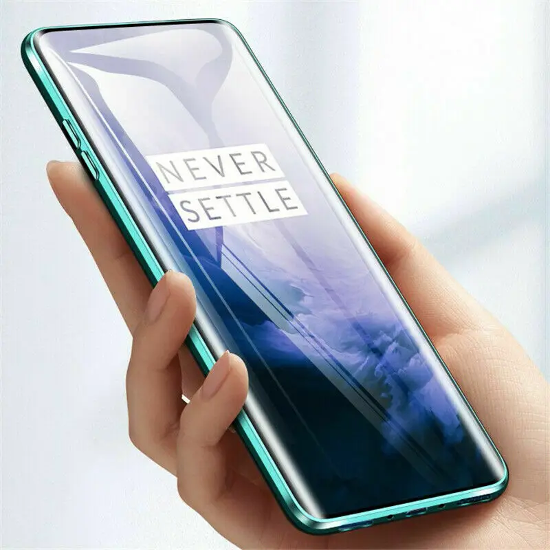 Для Oneplus 7 Pro Магнитный чехол спереди+ сзади двухсторонний 9 H закаленное стекло чехол для Oneplus 7 металлический бампер флип-чехол для телефона