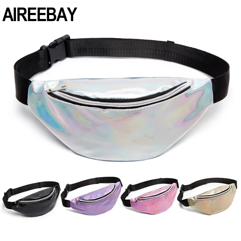 Новинка 2020 голографическая поясная сумка AIREEBAY для женщин золотая черная с