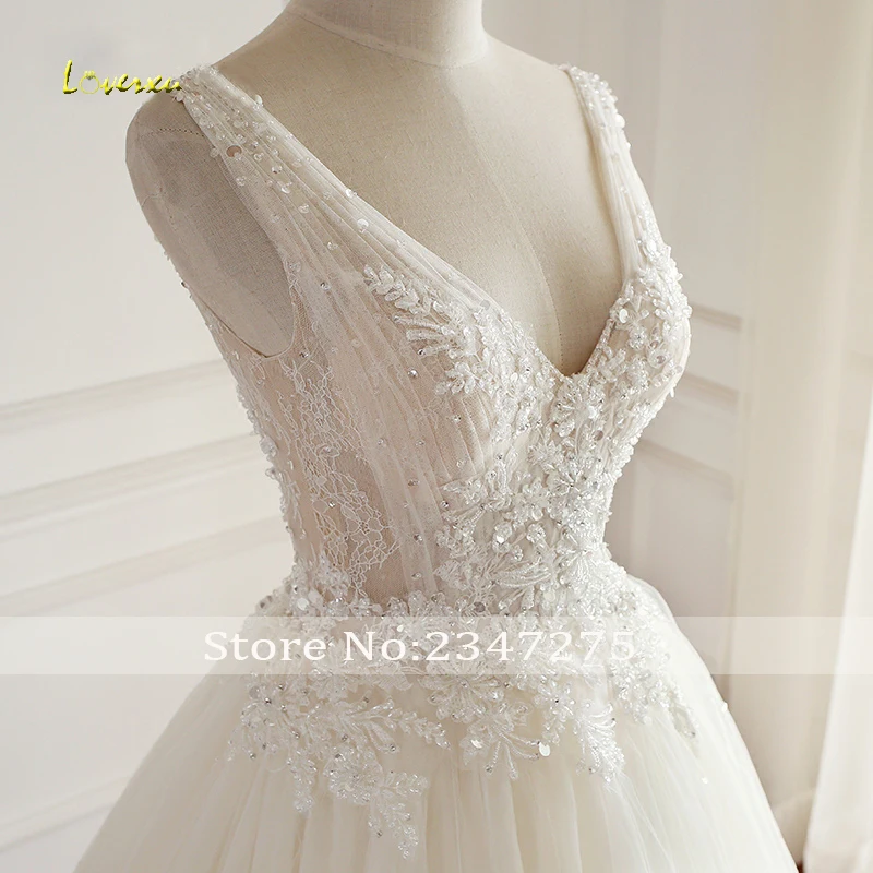 Свадебное платье с открытой спиной Loverxu Robe De Mariee кружевные плиссированные платья