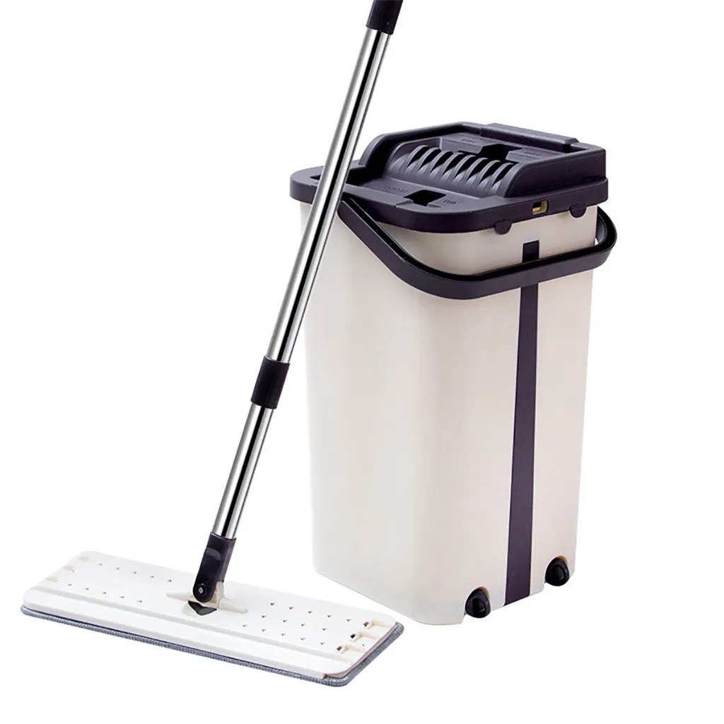 Flat Squeeze Magic Automatic Mop And Bucket Avoid Hand Washing Microfiber Cleaning Cloth Kitchen Wooden Floor Lazy Fellow Mop