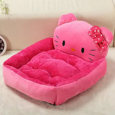 2 размера милый питомец розовый hello kitty принцесса собака кровати для кошки кролик животное щенок маленький средний спальный постельные принадлежности Диван Лежак питомник - Цвет: Розовый