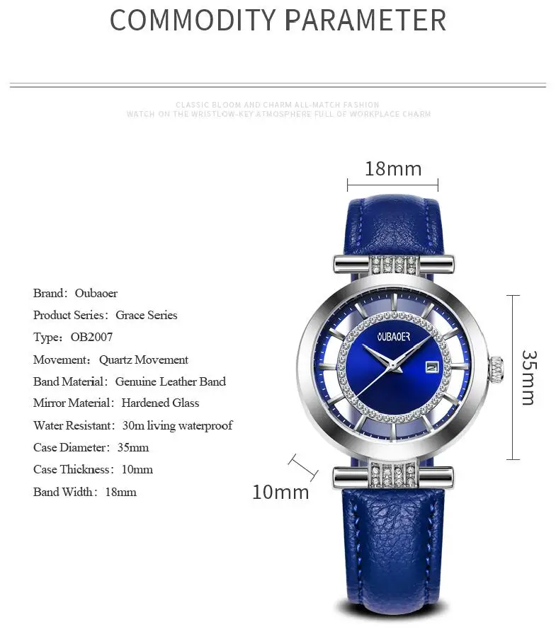Женские часы-браслет OUBAOER роскошный бренд Montre Femme кожаный ремешок кварцевые часы модные женские часы Relogio Feminino