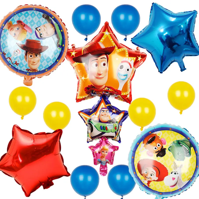 1set -14pcs 1 Набор игрушек история Базз светильник год воздушные шары мультфильм фольга гелий 40 дюймов номер синие шары История игрушек с днем рождения шары - Цвет: 1set -14pcs