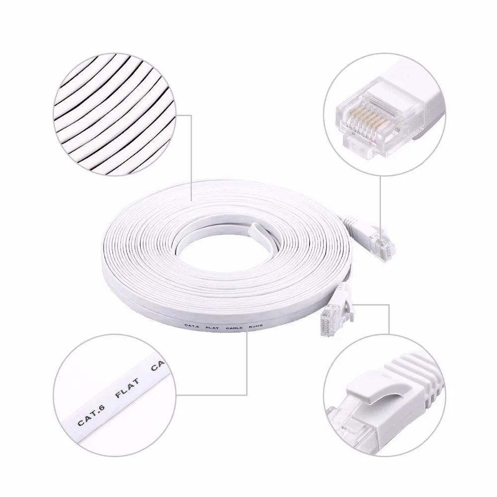 6 упаковок плоский интернет сетевой кабель Cat6 компьютерный короткий Ethernet