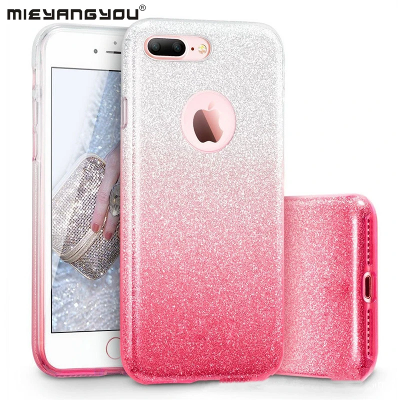 Блестящий силиконовый чехол для iPhone 5S 6 6S 7 8 Plus X 10 блестящий мягкий из ТПУ