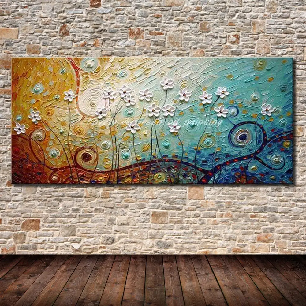 

Decorative Art Picture Handpainted Modern Abstract Flower Palette Knife Canvas Oil Painting Wall Art Picture For Wall Home Decor