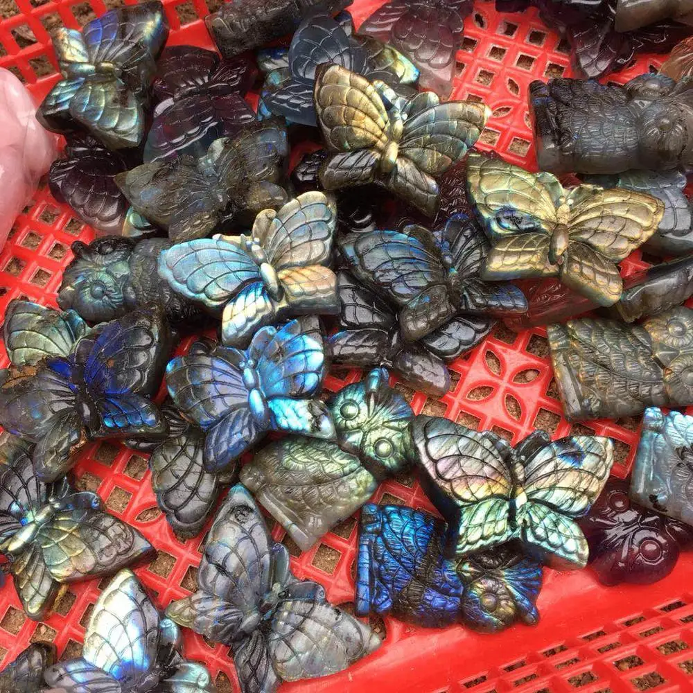 Лабрадоритовый кварц butterfly crystal образец камня рейки лечебный натуральный камень
