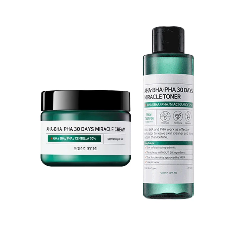 

SOME BY MI AHA BHA PHA 30 Days Miracle Cream + 30 Days Miracle Essence Face Care Blackheads Remove Acne Treatment Exfoliating