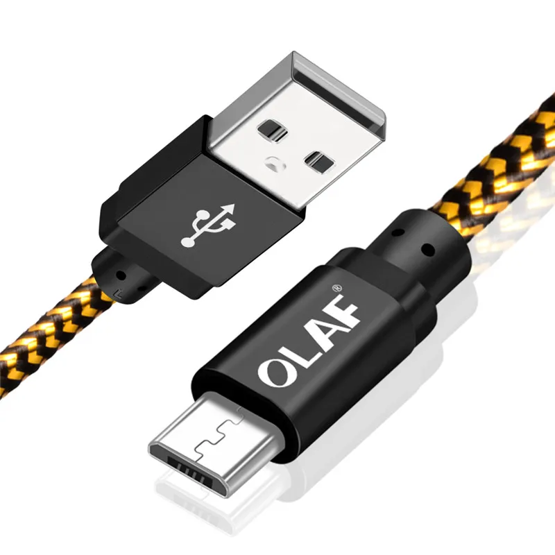 Олаф микро USB кабель 1 м 2 м 3 м Быстрая зарядка USB кабель для передачи данных для samsung S6 S7 Xiaomi 4X LG планшет Android мобильный телефон usb зарядка - Цвет: Black