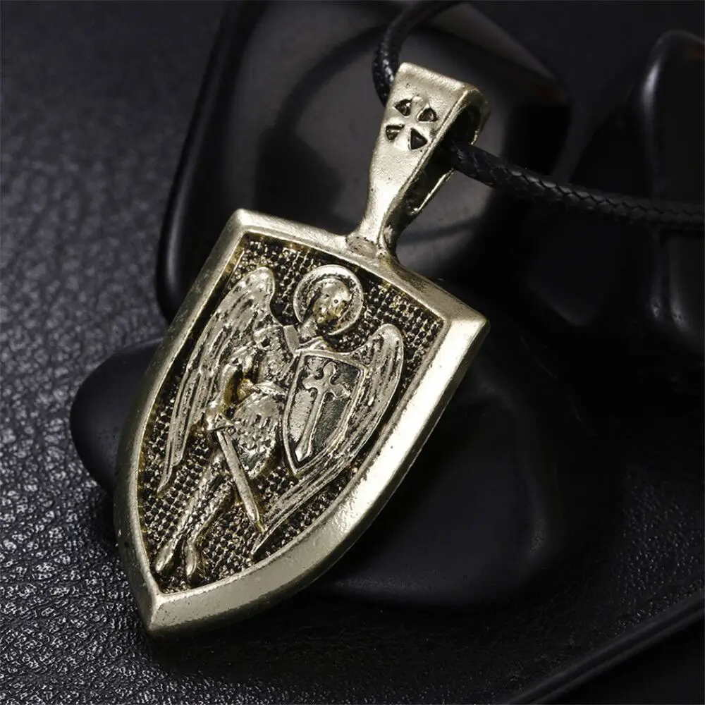 Прямая поставка мужское ожерелье Archangel St.Michael Protect Me Saint Shield Очаровательное с