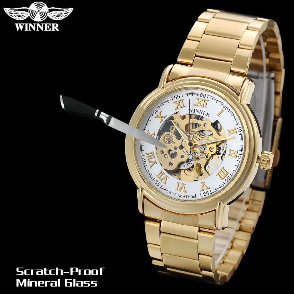 Часы наручные WINNER Мужские механические модные брендовые автоматические со