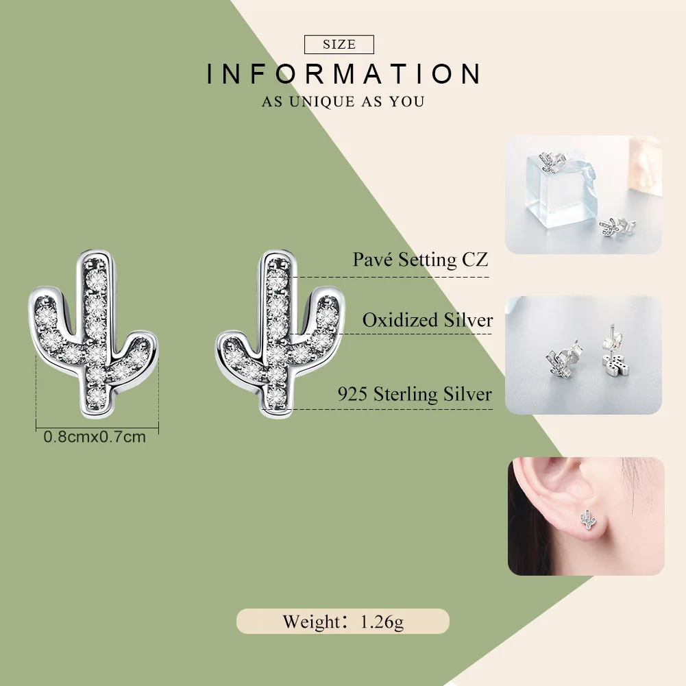 Женские серьги гвоздики из серебра 925 пробы С КАКТУСОМ|small stud earrings|fashion earringsstud earrings