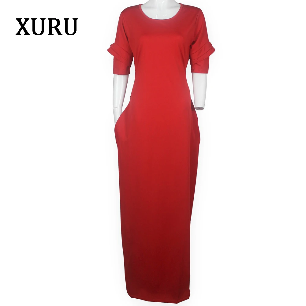 XURU, осеннее платье-карандаш, черное, желтое, красное, с коротким рукавом, облегающее, с карманами, длинное платье, элегантное, женское, повседневное, вечернее платье