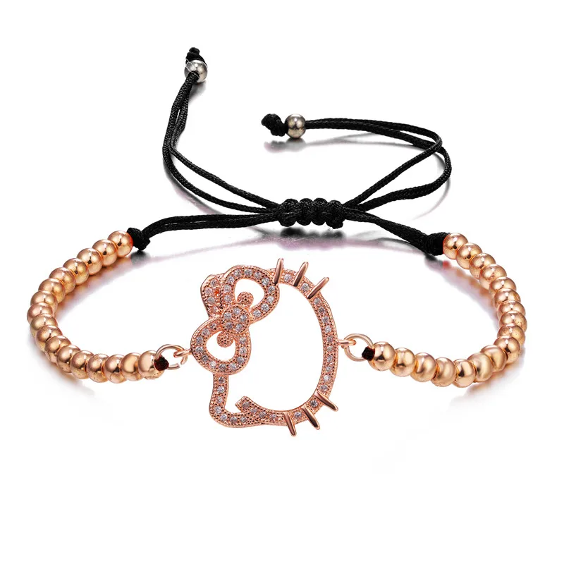 Колье bracciali Donna, модные трендовые красные веревочные бусы hello kitty, браслеты для женщин, ювелирные изделия Sieraden, очаровательные браслеты и браслеты Bijoux - Окраска металла: black rose gold