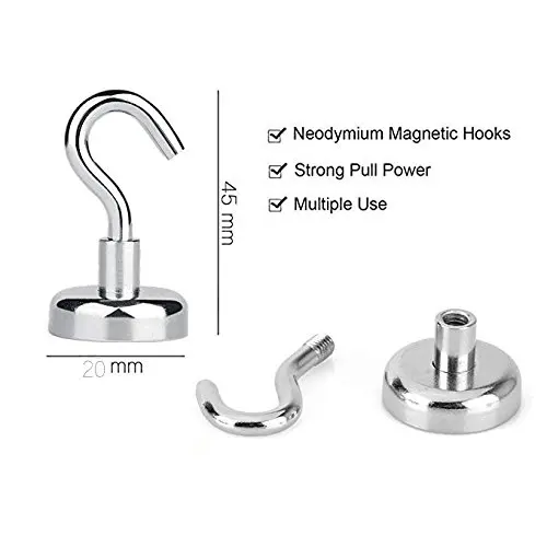 5pcs Magnet Hook Door Organizer Diameter 20mm Magnetic Pots Coat Strong for Home Balcony Garden Key Hanger Hold Up to 20lbs |