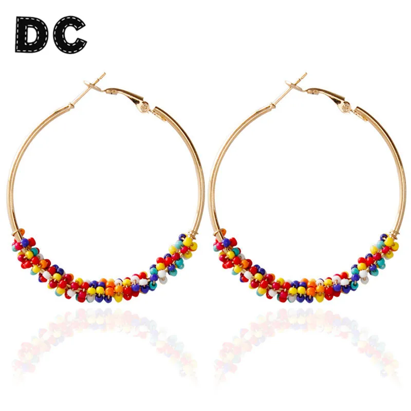 DC 1 пара модные простые маленькие красные зеленые бусины большие круглые серьги