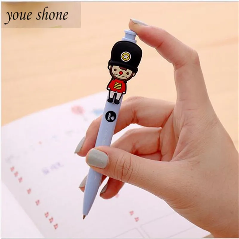 SHUE SHONE 5PCS /LOTS ute press ballpoint pens British soldier pen soft cartoon 0.5 blue core writing suppli | Канцтовары для офиса