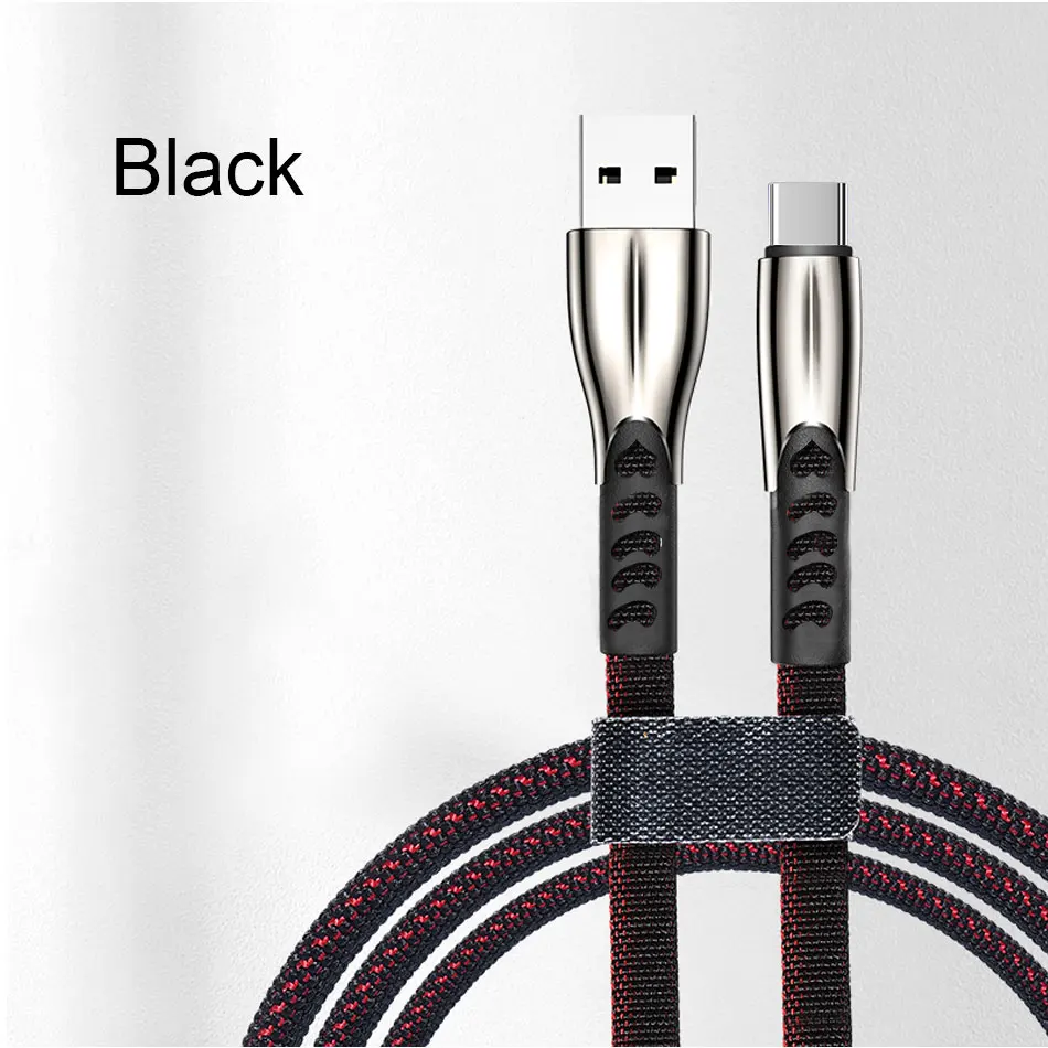 3 А 3 м usb type C кабель зарядного устройства для samsung Xiaomi Redmi 1 м провод для быстрого заряда для мобильного телефона huawei кабель синхронизации данных type-C 2 м - Цвет: Black-Typec