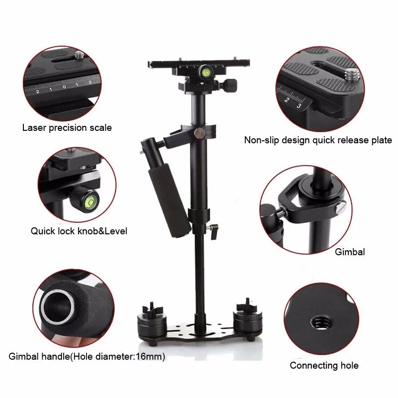 Kaliou Aluminum Steadicam Steadycam Handheld S40 Stabilizer for Gopro 6 5 4 3 2 1 Camera DSLR Video Photography Studio Accessory |