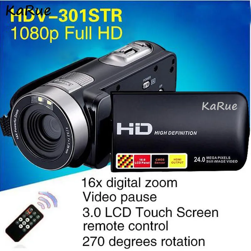 

KaRue HDV-302 1080P HD 16x Digital Zoom Digital Video Camera Camcorder with LCD Max.24MP Support Face Detection 5MP COMS