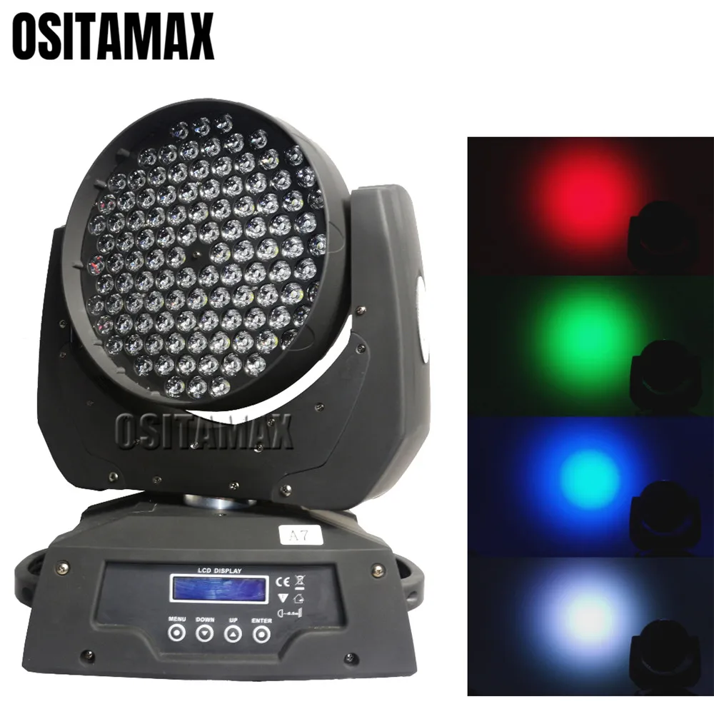 LED moving head light 2pcs 108x3w rgbw dmx wash effect lighting disco pro in carton packing with powercon | Лампы и освещение