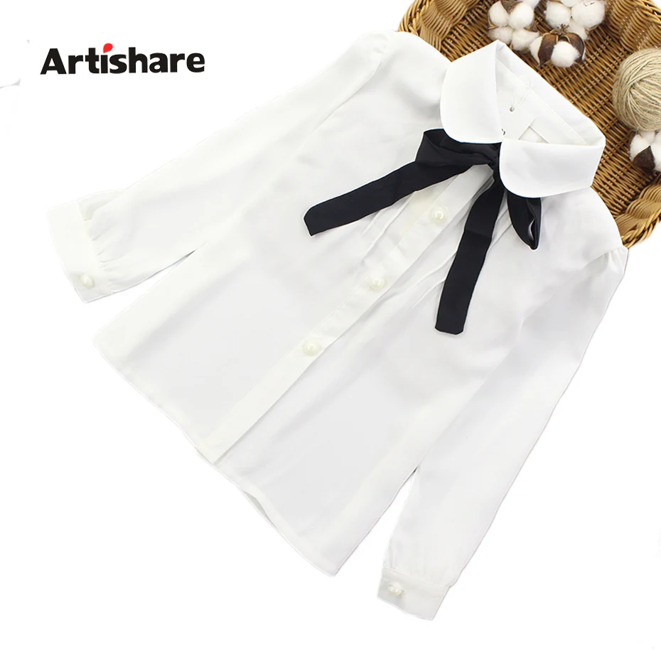 Artishare/блузка для девочек шифоновая школьная одежда детские белые топы с длинными