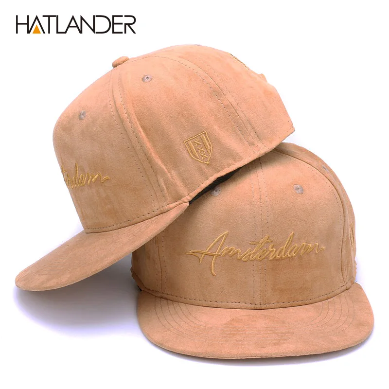 HATLANDER однотонные замшевые снепбеки с вышитыми буквами Кепка в стиле хип хоп для