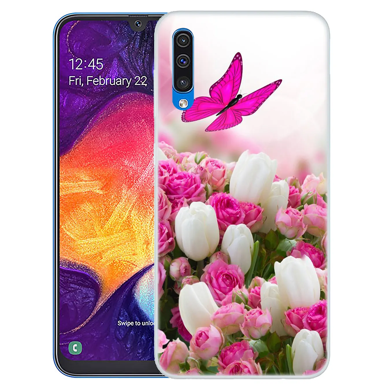 Чехол для телефона Lavaza с красной бабочкой и белыми розами Samsung Galaxy A10 A20 A30 A40 A50 A60 A70