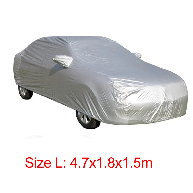 L(4.7x1.8x1.5m) Полное покрытие для автомобиля, крытое, наружное, солнцезащитное, защита от жары, пылезащитное, анти-УФ, устойчивое к царапинам, для седана, защита для автомобиля, костюм S-XXL - Название цвета: L(4.7x1.8x1.5m)