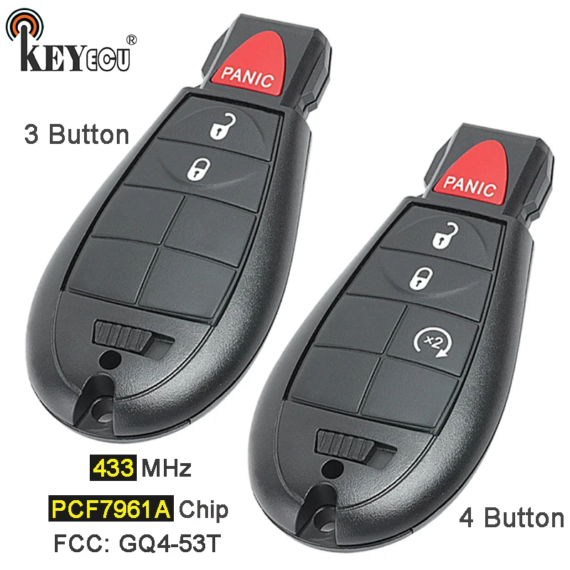 KEYECU 433 МГц PCF7961A чип FCC аддитивного цветового пространства: GQ4 53T Замена 2 + 1 3/ 3 4