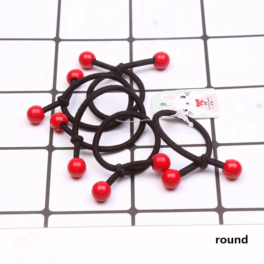 round 10 шт./компл. модные милые эластичные резинки для волос красные бусины резинки для волос хвост держатель Lovely Heart ожерелье с Микки-Маусом резинка для волос аксессуары для волос - Цвет: round
