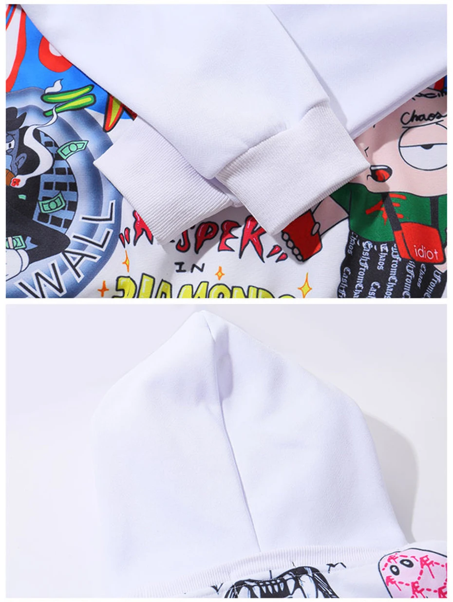 Hip Hop Hoodies Men Women Autumn Winter Letter Graffiti Printed Pullover Hoodie Male Fashion Streetwear Sweatshirts WG343