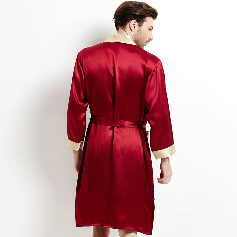 Genuine Silk Sleeping Robes Male Long-Sleeve Bathrobe Shorts Two-Piece Sets Sexy Kimono Silkworm Silk Men's Sleepwear 2508