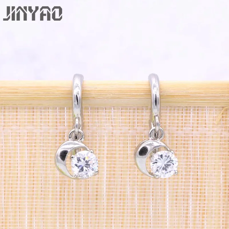 JINYAO модные серьги белого золота цвет очаровательные блестящие ААА Циркон для