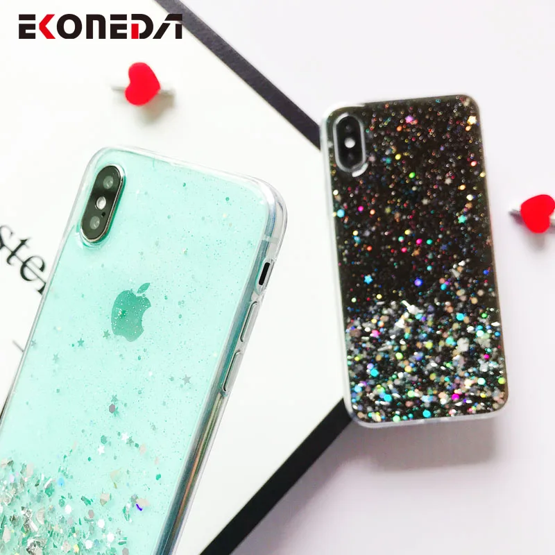 EKONEDA кристально прозрачный чехол для iPhone X 11 Блестящий силиконовый девушек 6S 6 7 8