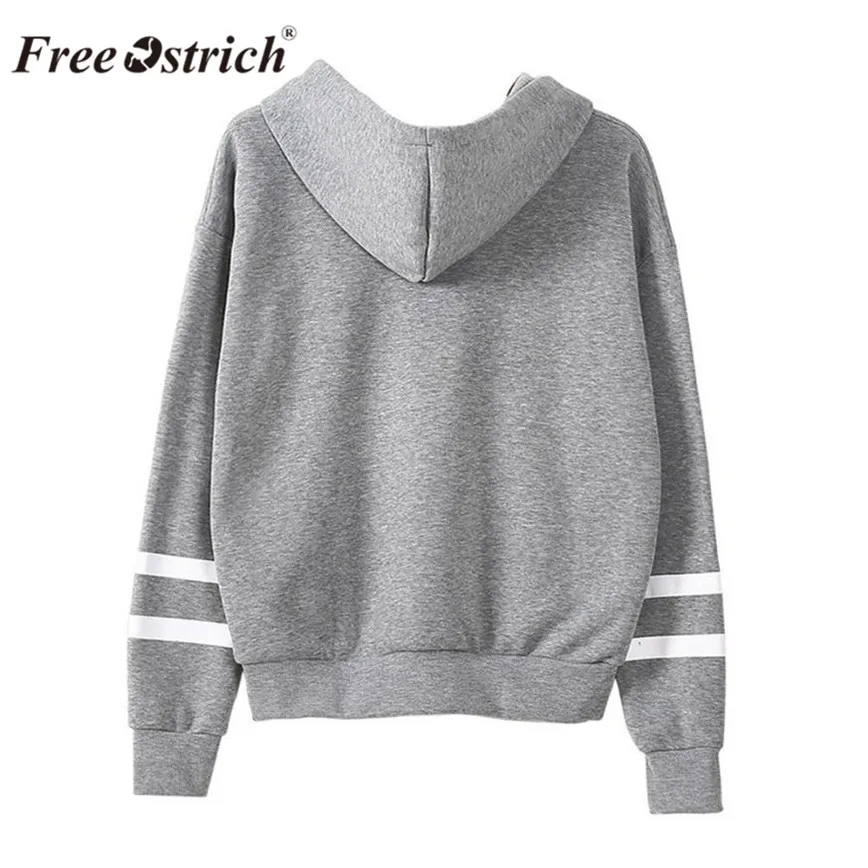 

Free Ostrich 2018 Luxury Women Sweatshirt Hooded Pullovers Striped Full Sleeve Casual Outerwear Coat Ladies Elegant Sweatshirt