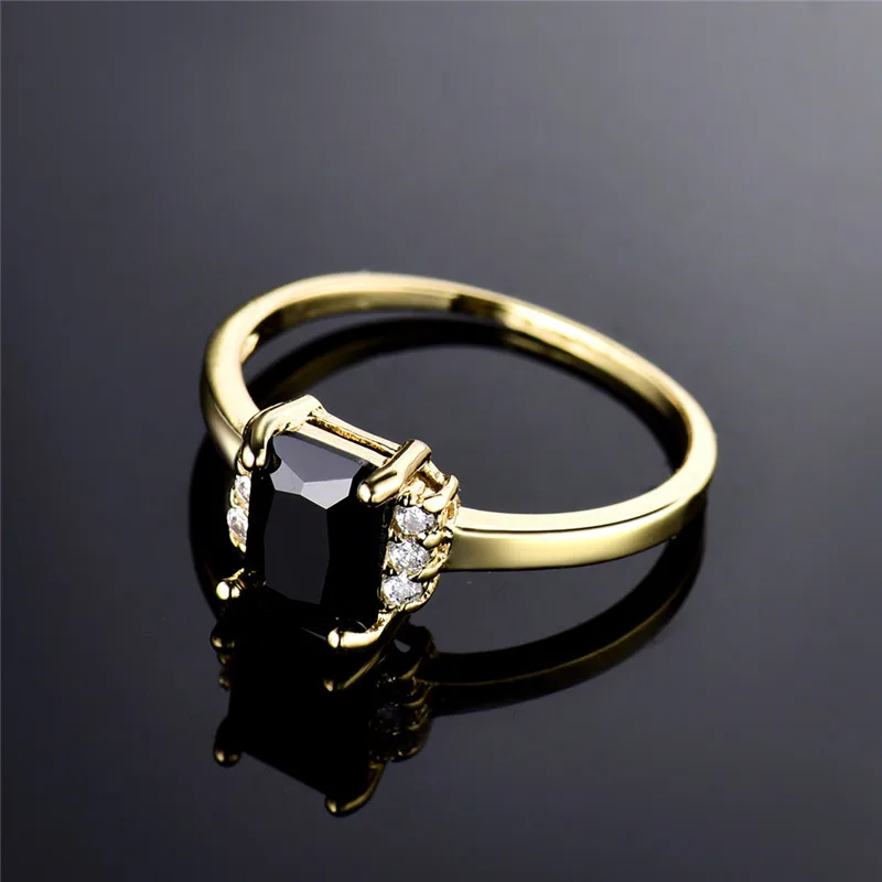 BUDONG 2017 модное желтое Золотое кольцо с сияющей огранкой черное кубическое