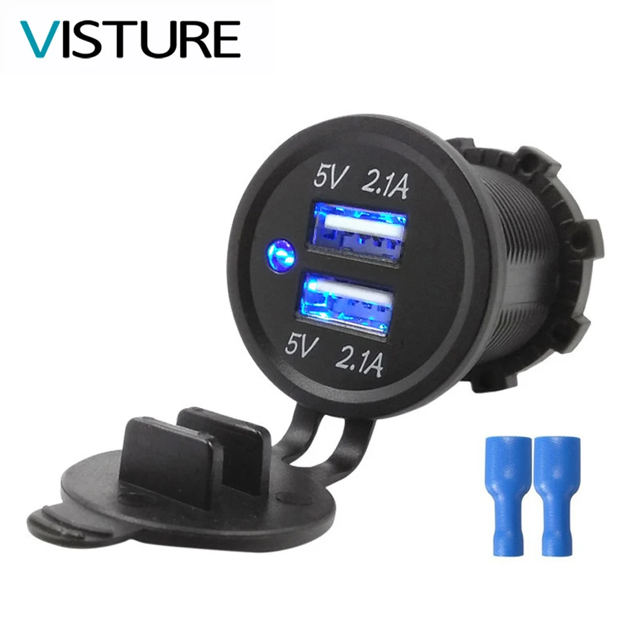 Водонепроницаемый двойной USB 12 24V 4.2A/DC автомобильный адаптер зарядное устройство