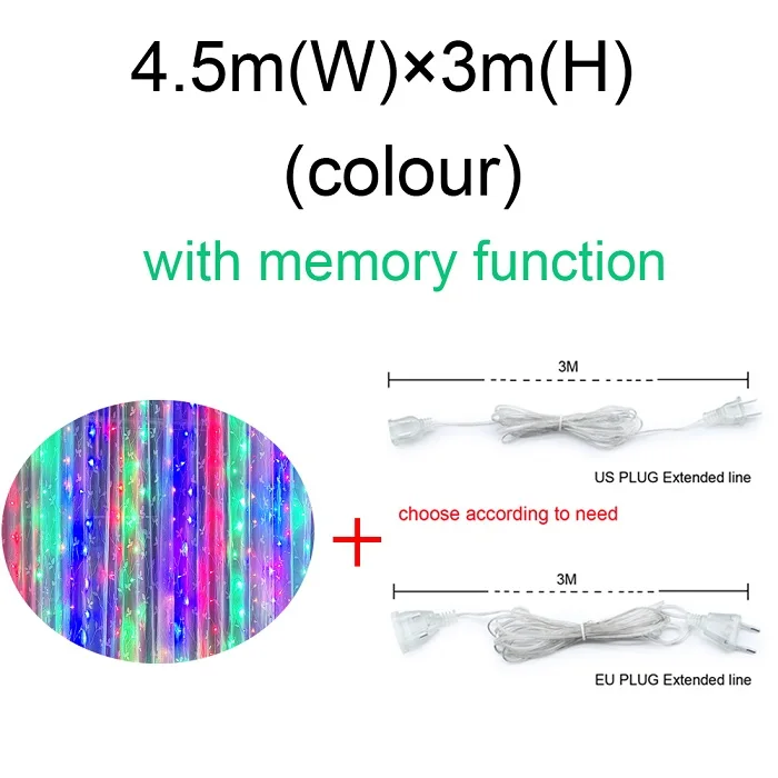 Colorful with line 4,5 м x 3 м 304 светодиодов для дома, улицы, праздника, Рождества, декоративные свадебные, рождественские гирлянды, сказочные гирлянды, гирлянды, вечерние гирлянды - Испускаемый цвет: Colorful with line