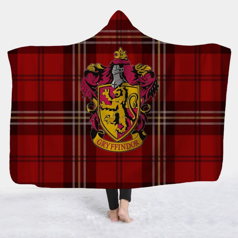 3D принт Слизерин Ravenclaw Gryffindor Hufflepuff одеяло с капюшоном Готический Шерпа флис теплые мягкие, удобные для носки плед постельное белье