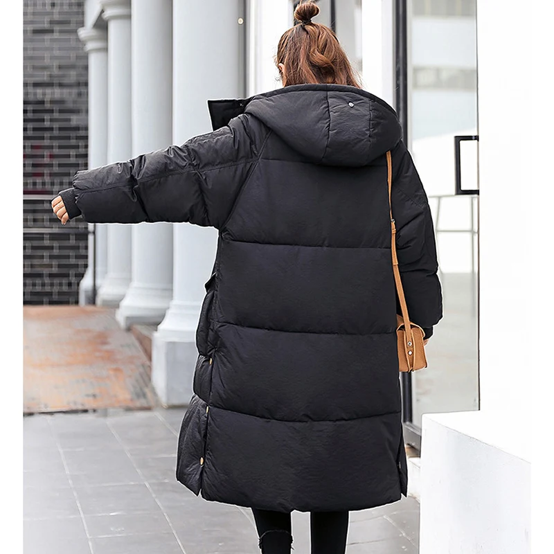 2018 осень зима новый меховой воротник длинный пуховик с капюшоном Женский