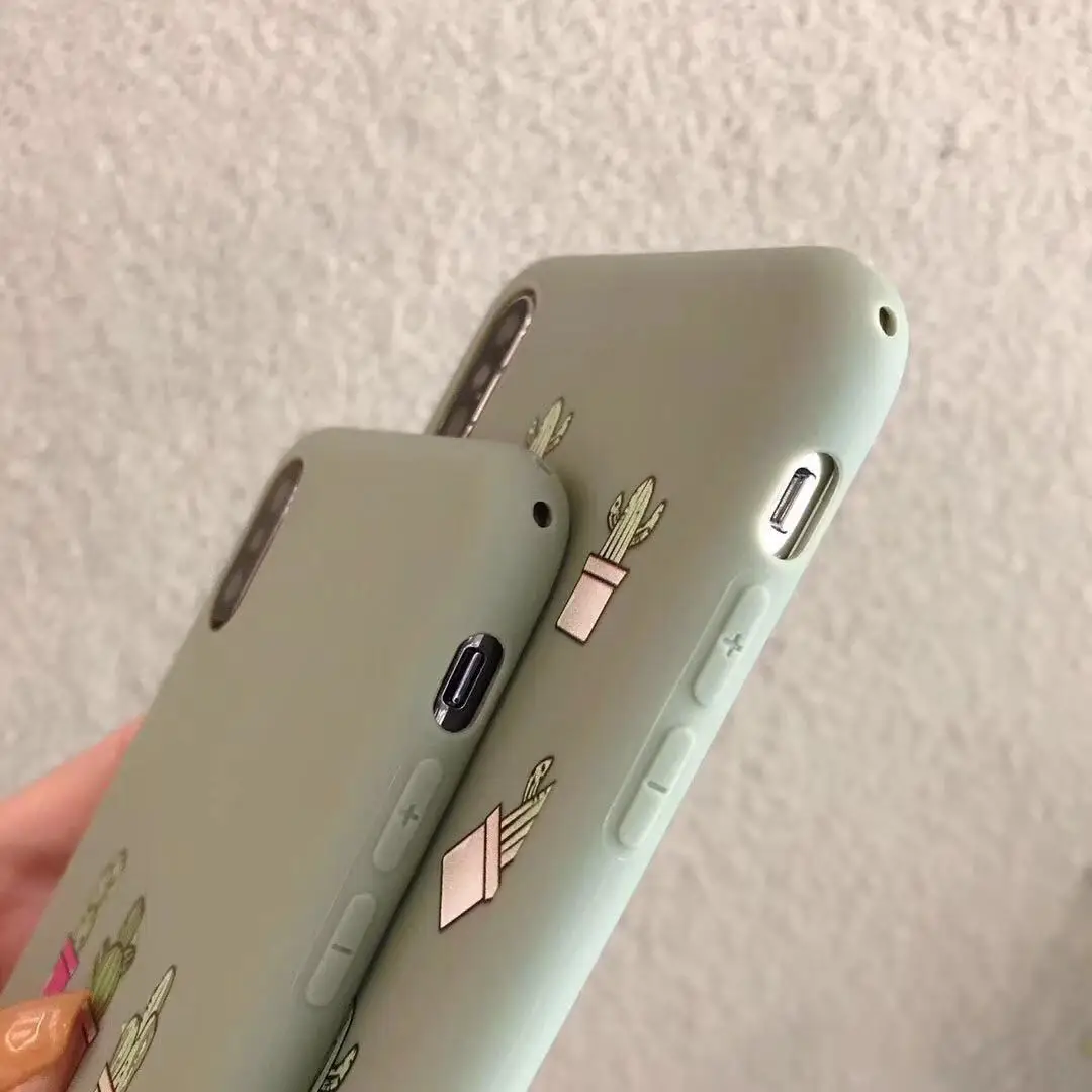 Летний свежий матовый чехол для телефона в форме кактуса iphone xs max xr