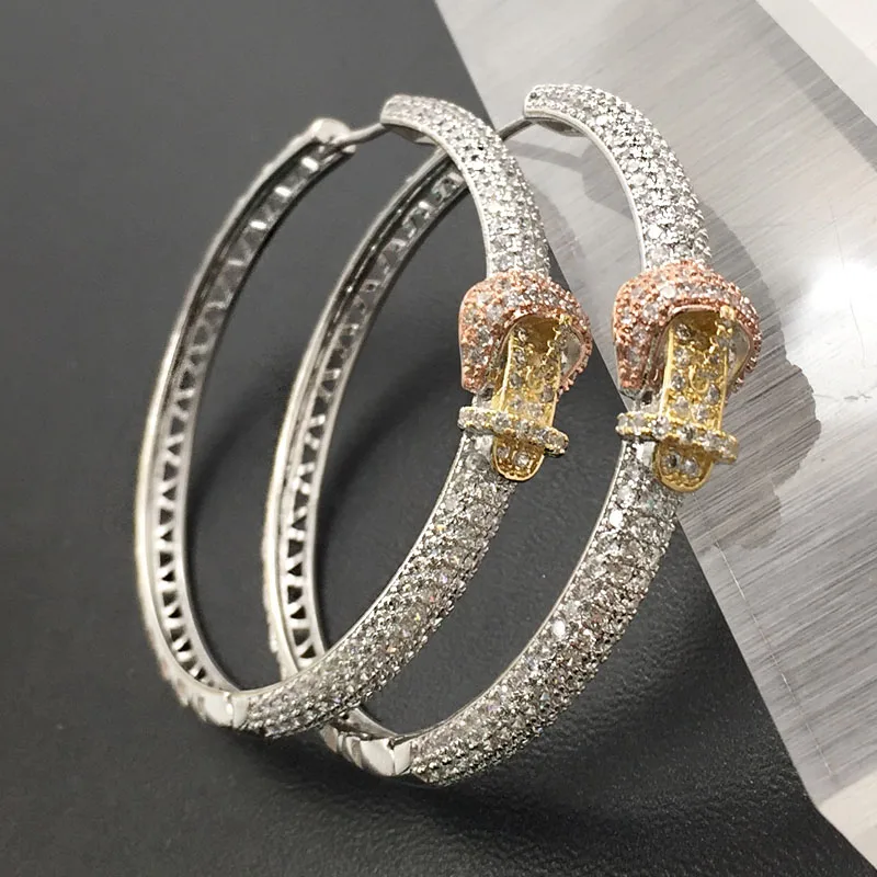 Lanyika Fashion Jewelry Stylish Distinctive Artistic Big Ear Loops Micro Plated Wedding Engagement Earrings Daily Best Gift - Окраска металла: Mix Silvery Plated